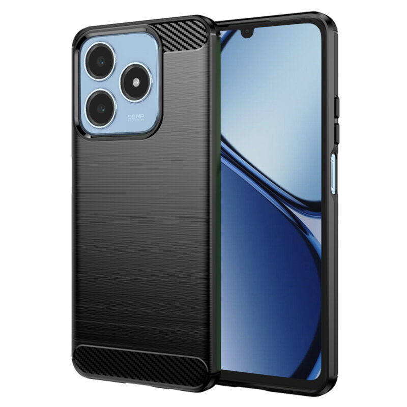 Husa Realme C63 Techsuit Carbon Silicone, negru