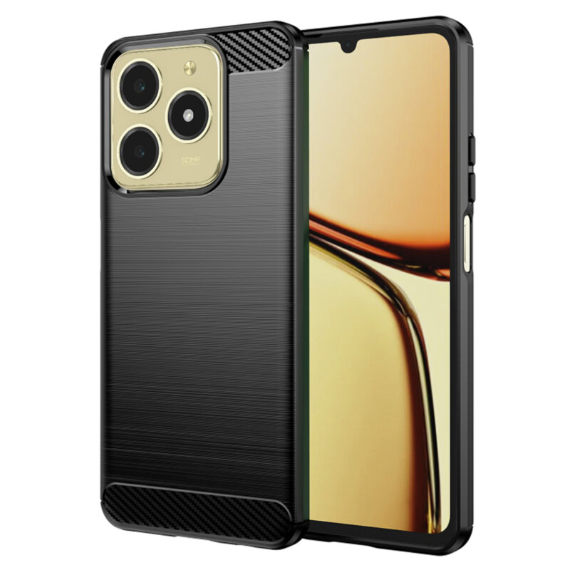 Husa Realme C61 Techsuit Carbon Silicone, negru