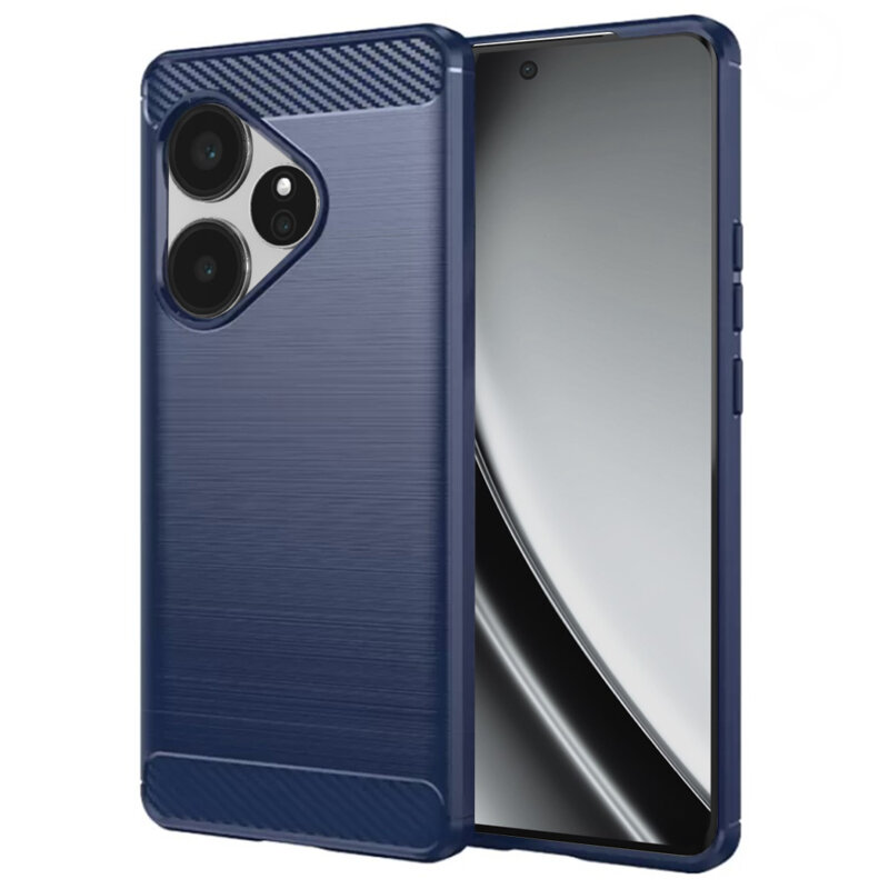 Husa Realme GT 6 Techsuit Carbon Silicone, albastru