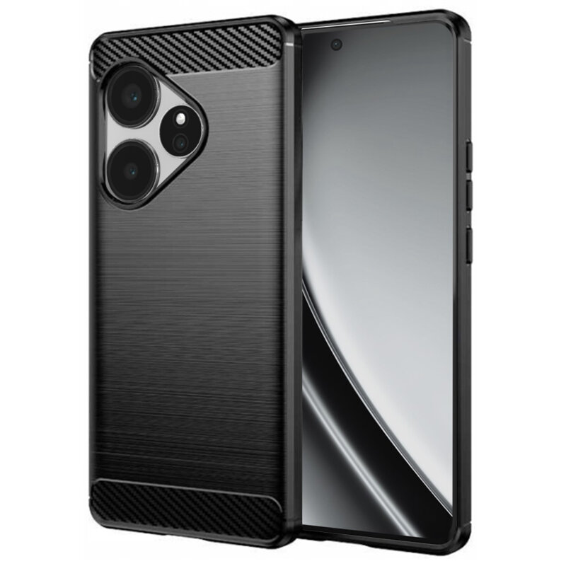 Husa Realme GT 6 Techsuit Carbon Silicone, negru