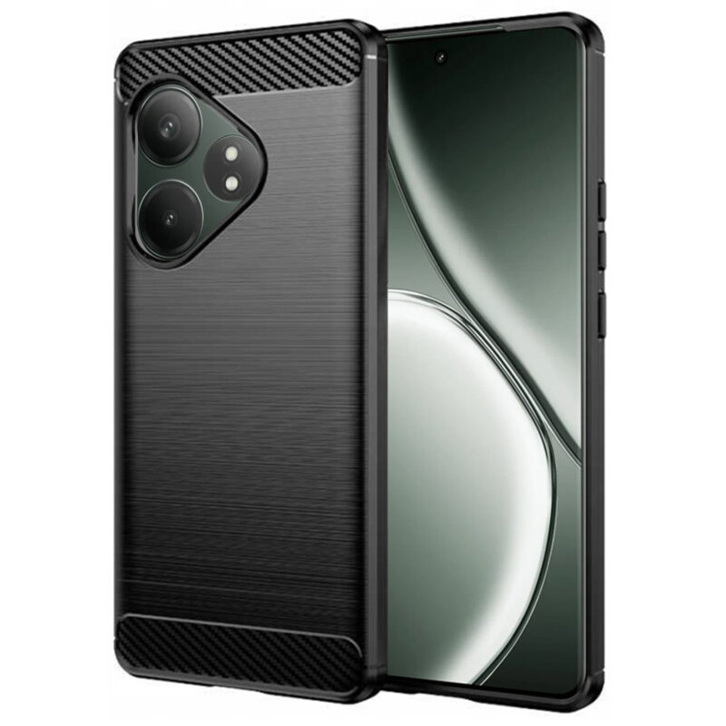 Husa Realme GT 6T Techsuit Carbon Silicone, negru
