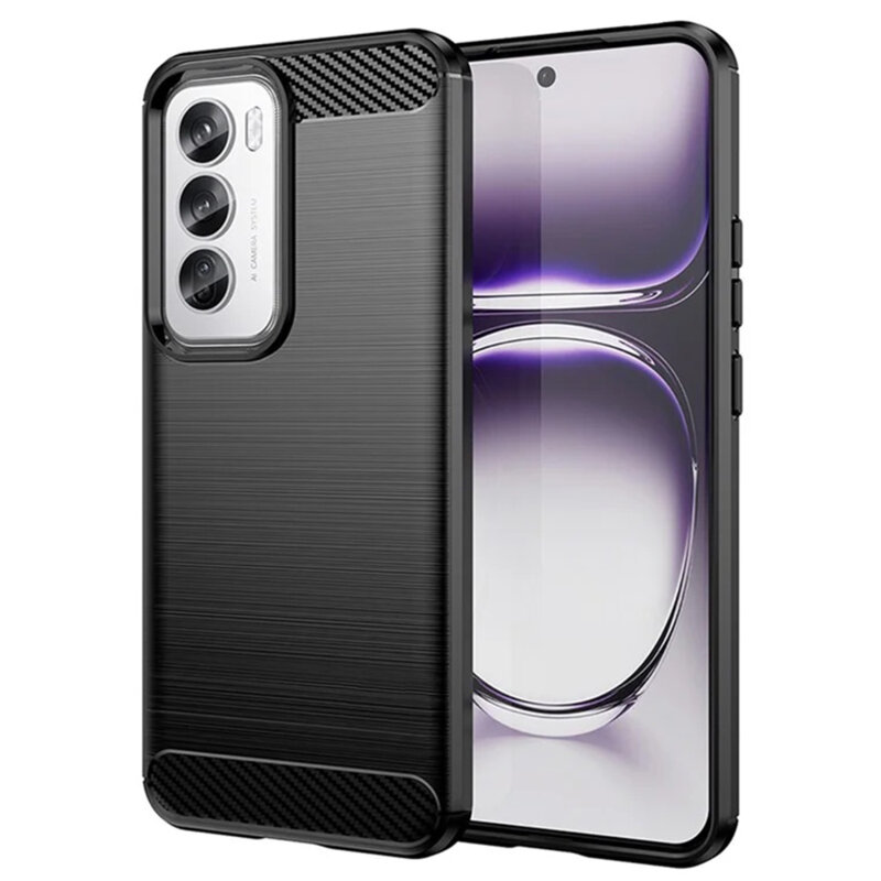 Husa Oppo Reno12 Techsuit Carbon Silicone, negru