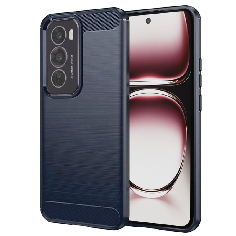 Husa Oppo Reno12 Pro Techsuit Carbon Silicone, albastru