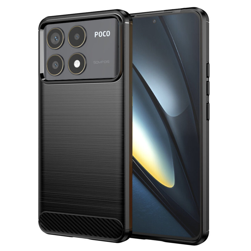Husa Xiaomi Poco F6 Pro Techsuit Carbon Silicone, negru