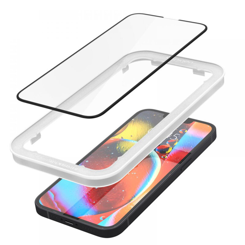 [Pachet 2x] Folie sticla iPhone 13 Spigen Glas.tR Align Master, negru