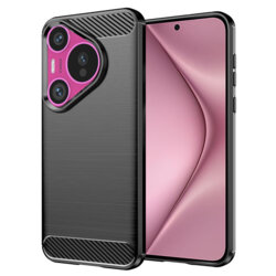 Husa Huawei Pura 70 Techsuit Carbon Silicone, negru