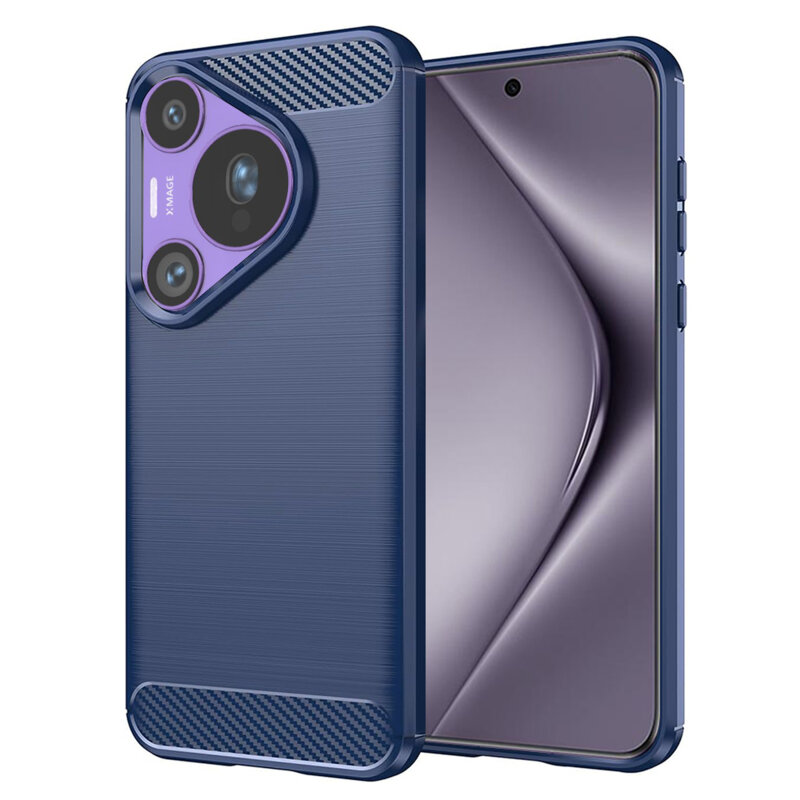 Husa Huawei Pura 70 Pro Techsuit Carbon Silicone, albastru