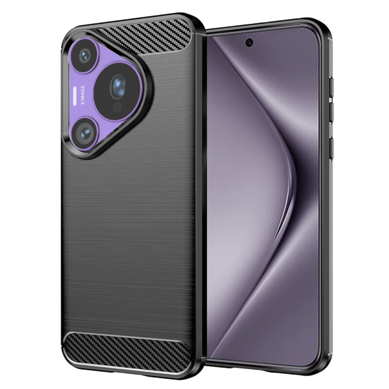 Husa Huawei Pura 70 Pro Techsuit Carbon Silicone, negru