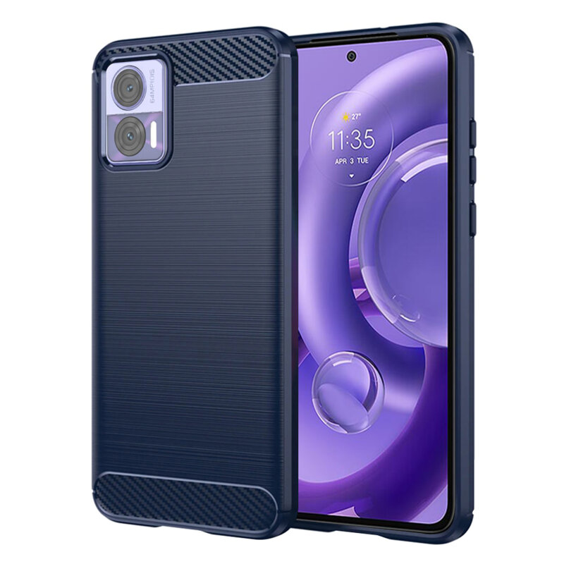Husa Motorola Edge 30 Neo Techsuit Carbon Silicone, albastru