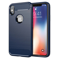 Husa iPhone X, iPhone 10 Techsuit Carbon Silicone, albastru
