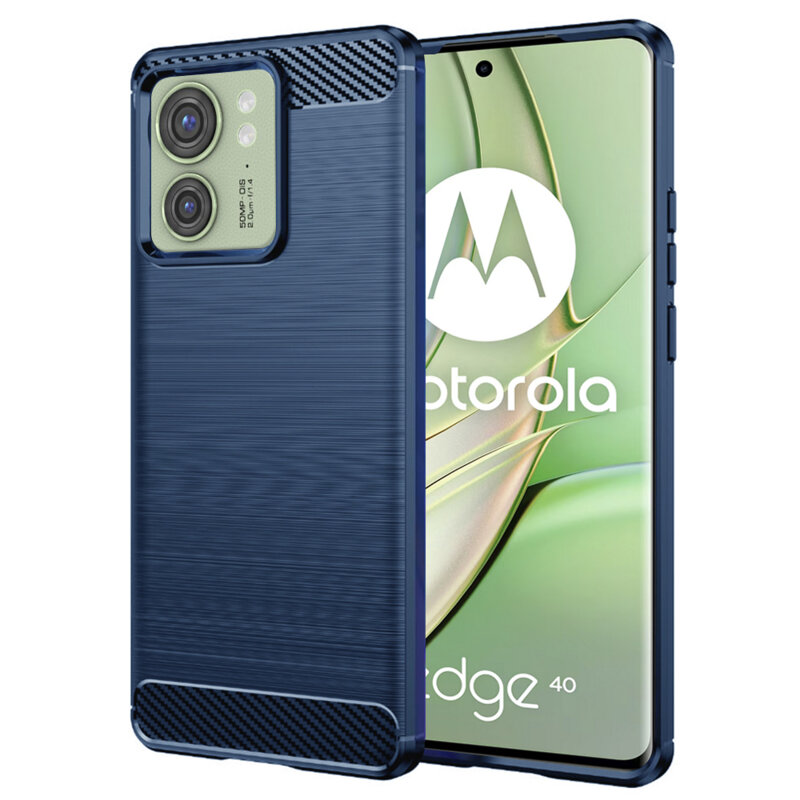 Husa Motorola Edge 40 Techsuit Carbon Silicone, albastru