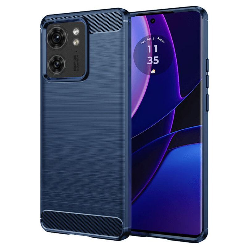 Husa Motorola Edge (2023) Techsuit Carbon Silicone, albastru