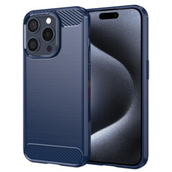 Husa iPhone 15 Pro Techsuit Carbon Silicone, albastru