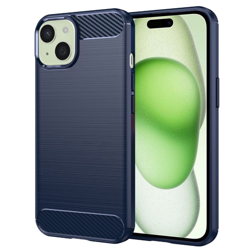 Husa iPhone 15 Plus Techsuit Carbon Silicone, albastru