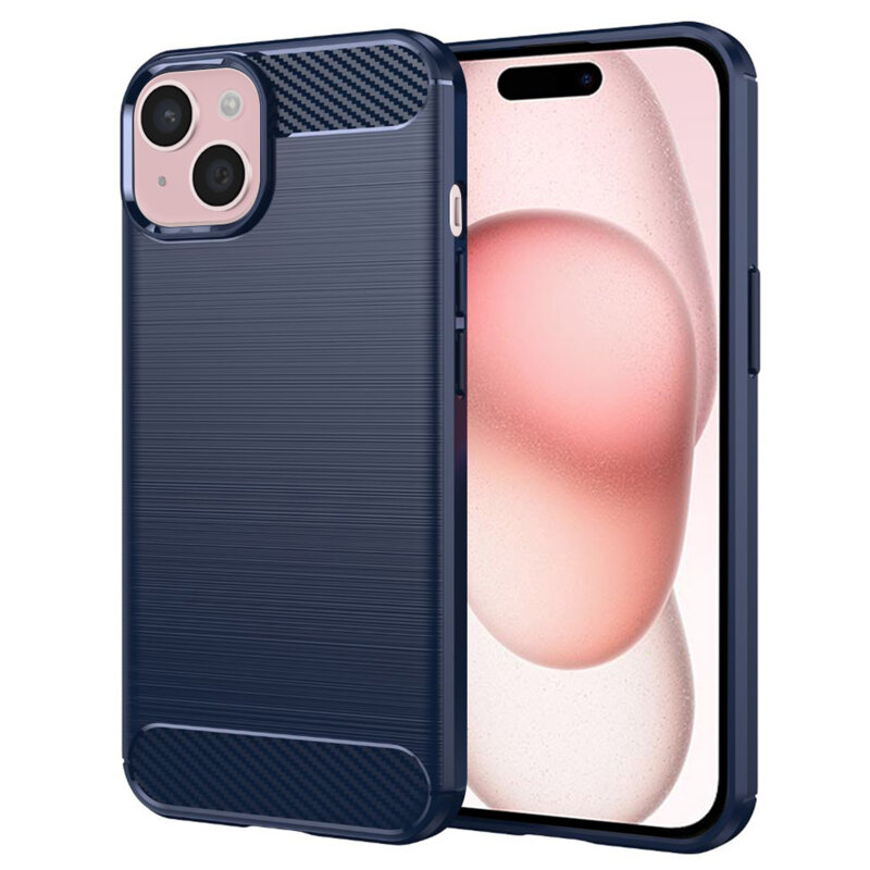 Husa iPhone 15 Techsuit Carbon Silicone, albastru