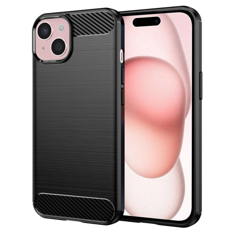 Husa iPhone 15 Techsuit Carbon Silicone, negru