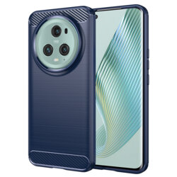 Husa Honor Magic5 Pro Techsuit Carbon Silicone, albastru