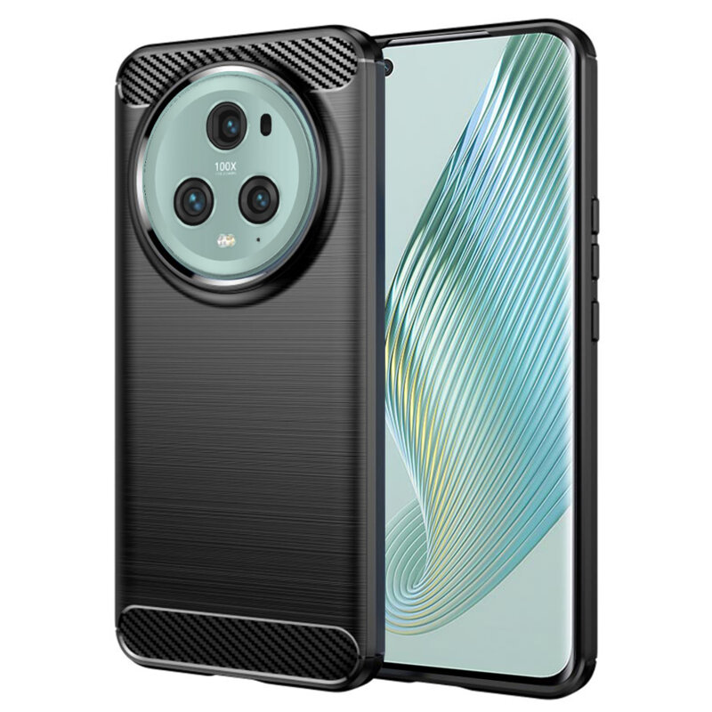 Husa Honor Magic5 Pro Techsuit Carbon Silicone, negru