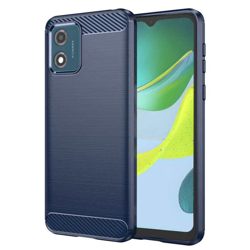 Husa Motorola Moto E13 Techsuit Carbon Silicone, albastru