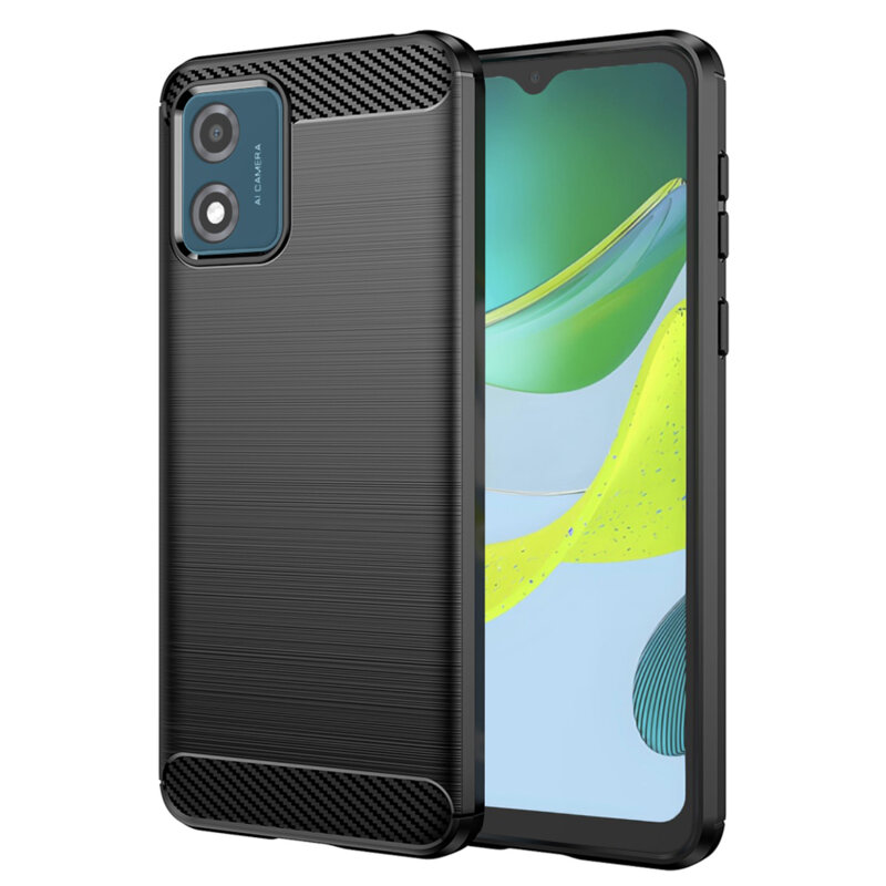 Husa Motorola Moto E13 Techsuit Carbon Silicone, negru