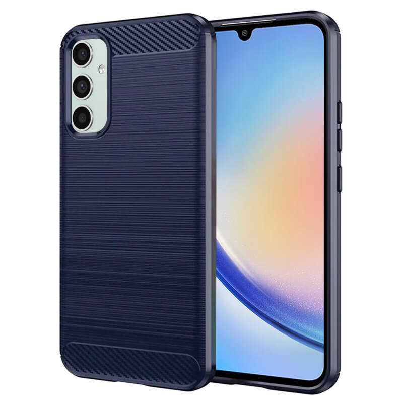 Husa Samsung Galaxy A34 5G Techsuit Carbon Silicone, albastru