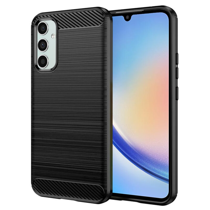 Husa Samsung Galaxy A34 5G Techsuit Carbon Silicone, negru