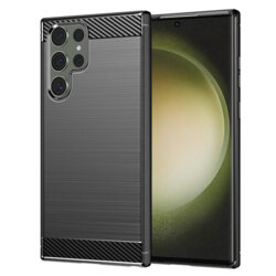 Husa Samsung Galaxy S23 Ultra Techsuit Carbon Silicone, negru