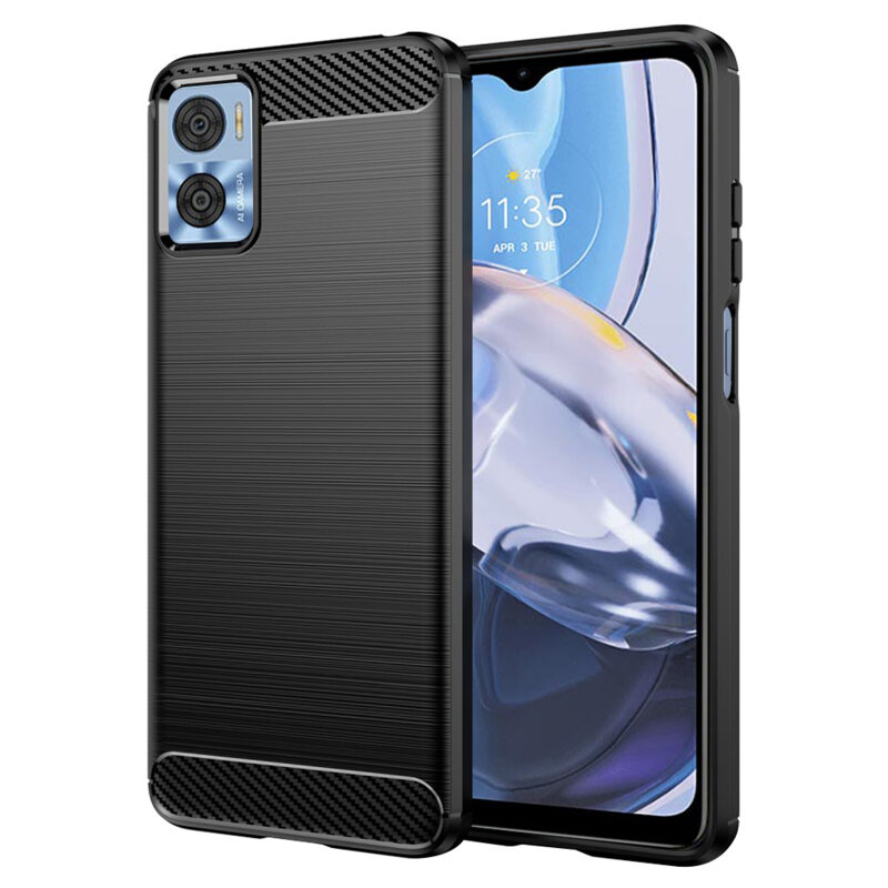 Husa Motorola Moto E22 Techsuit Carbon Silicone, negru