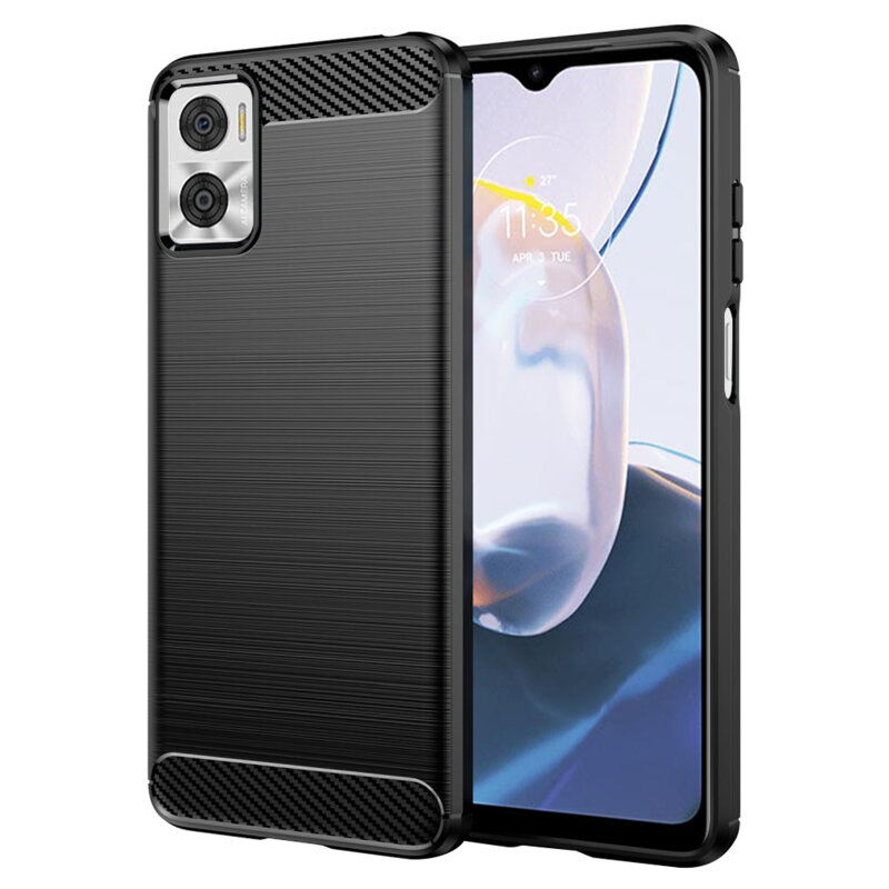 Husa Motorola Moto E22i Techsuit Carbon Silicone, negru