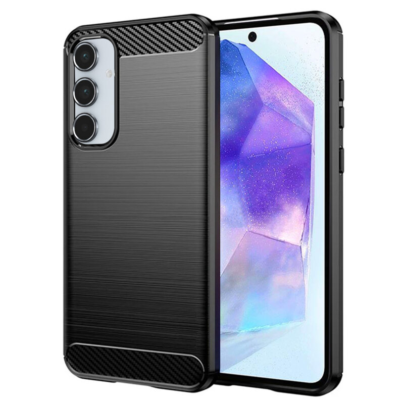 Husa Samsung Galaxy A55 5G Techsuit Carbon Silicone, negru