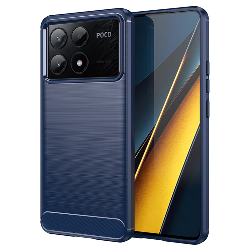 Husa Xiaomi Poco X6 Pro Techsuit Carbon Silicone, albastru