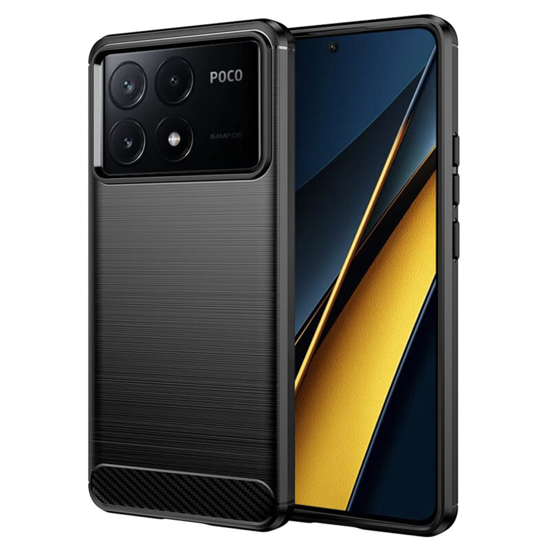 Husa Xiaomi Poco X6 Pro Techsuit Carbon Silicone, negru