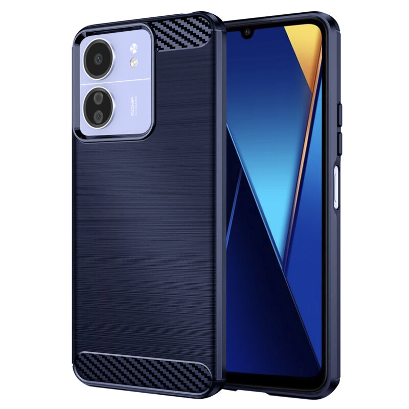Husa Xiaomi Poco C65 Techsuit Carbon Silicone, albastru