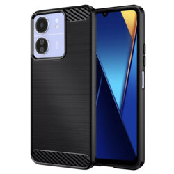 Husa Xiaomi Poco C65 Techsuit Carbon Silicone, negru
