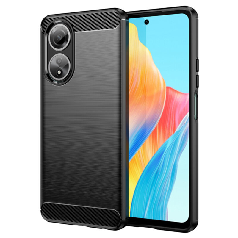 Husa Oppo A58 4G Techsuit Carbon Silicone, negru