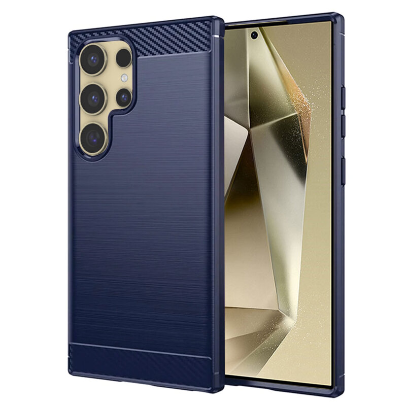 Husa Samsung Galaxy S24 Ultra Techsuit Carbon Silicone, albastru