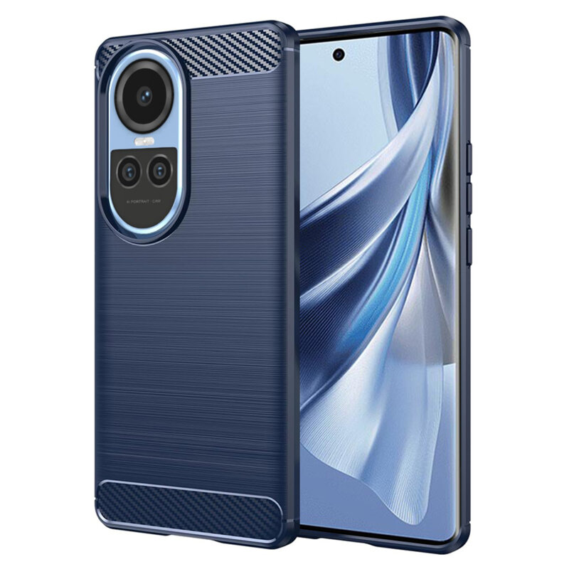 Husa Oppo Reno10 Techsuit Carbon Silicone, albastru