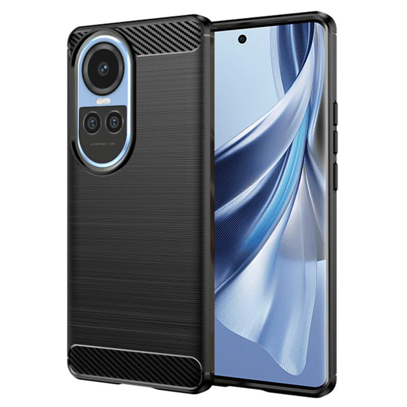 Husa Oppo Reno10 Techsuit Carbon Silicone, negru
