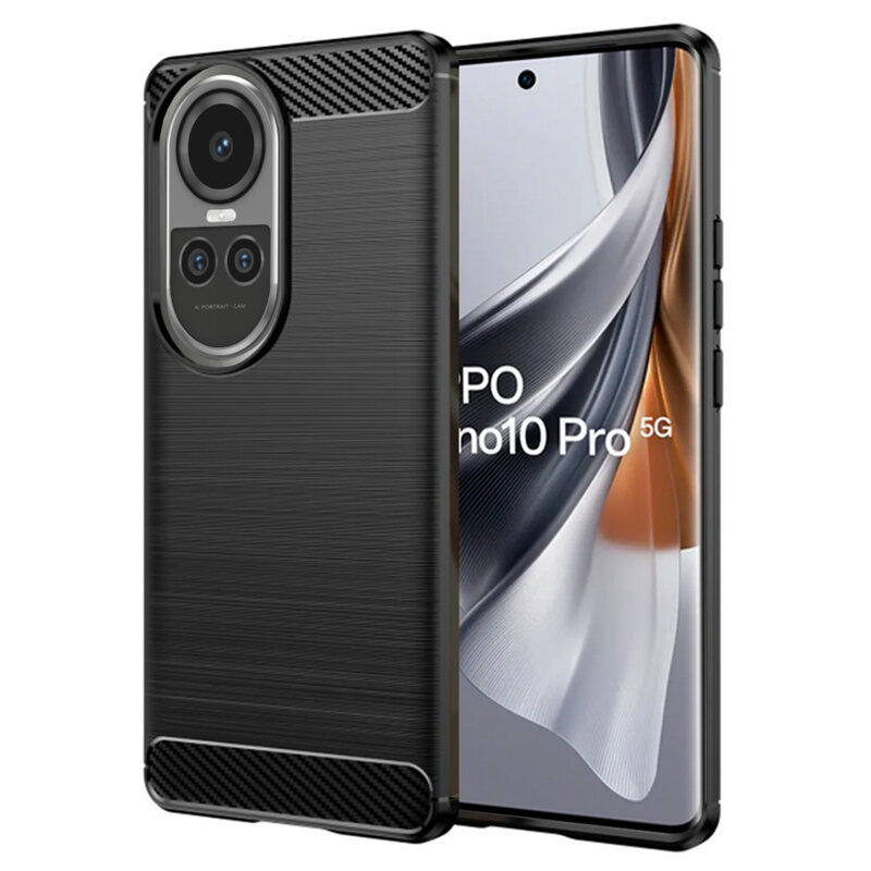 Husa Oppo Reno10 Pro Techsuit Carbon Silicone, negru