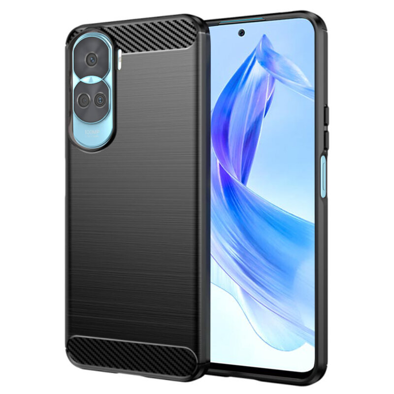 Husa Honor 90 Lite Techsuit Carbon Silicone, negru