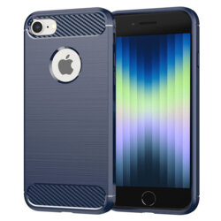 Husa iPhone SE 3, SE 2022 Techsuit Carbon Silicone, albastru