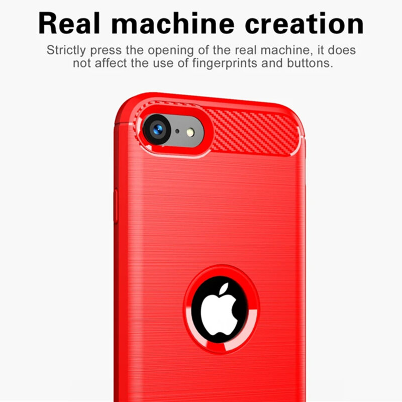 Husa iPhone SE 3, SE 2022 Techsuit Carbon Silicone, albastru