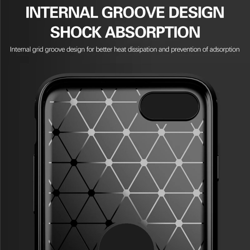 Husa iPhone SE 3, SE 2022 Techsuit Carbon Silicone, decupaj sigla, negru