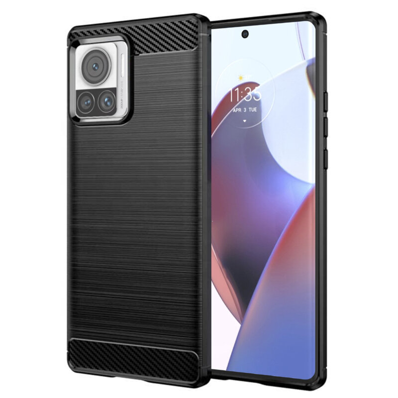 Husa Motorola Edge 30 Ultra Techsuit Carbon Silicone, negru