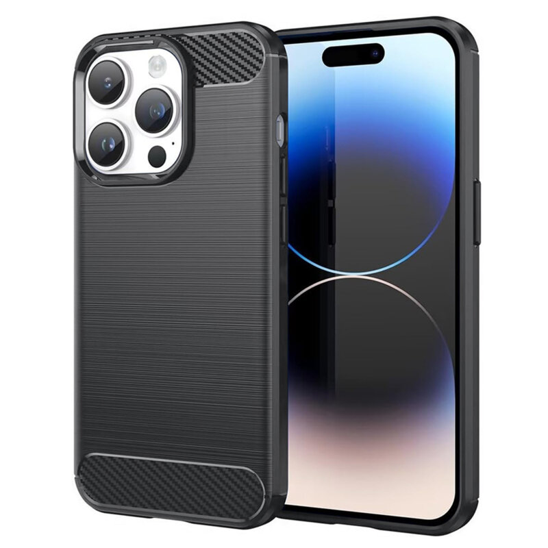 Husa iPhone 14 Pro Techsuit Carbon Silicone, negru