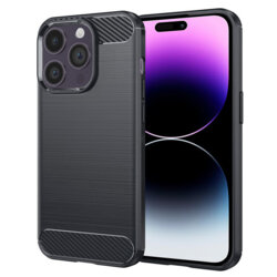 Husa iPhone 14 Pro Max Techsuit Carbon Silicone, negru