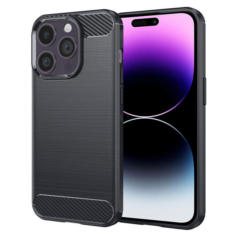 Husa iPhone 14 Pro Max Techsuit Carbon Silicone, negru