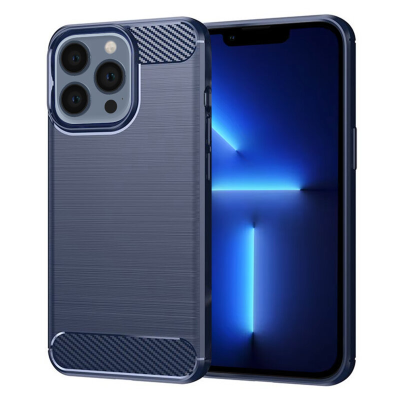 Husa iPhone 13 Pro Max Techsuit Carbon Silicone, albastru