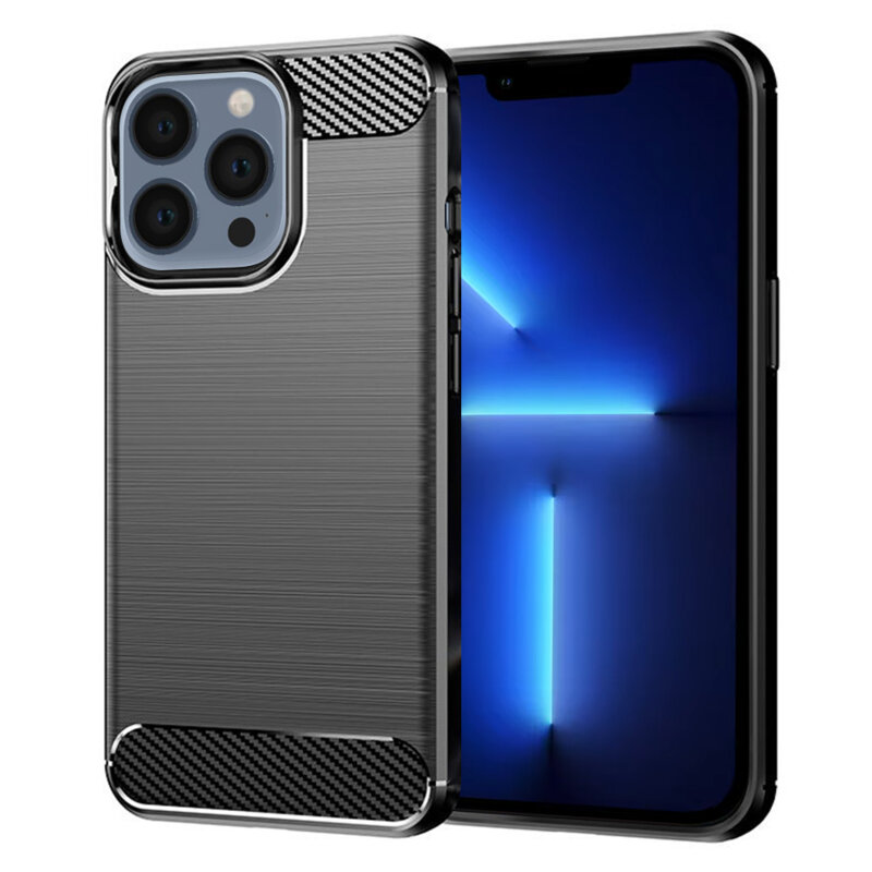 Husa iPhone 13 Pro Max Techsuit Carbon Silicone, negru