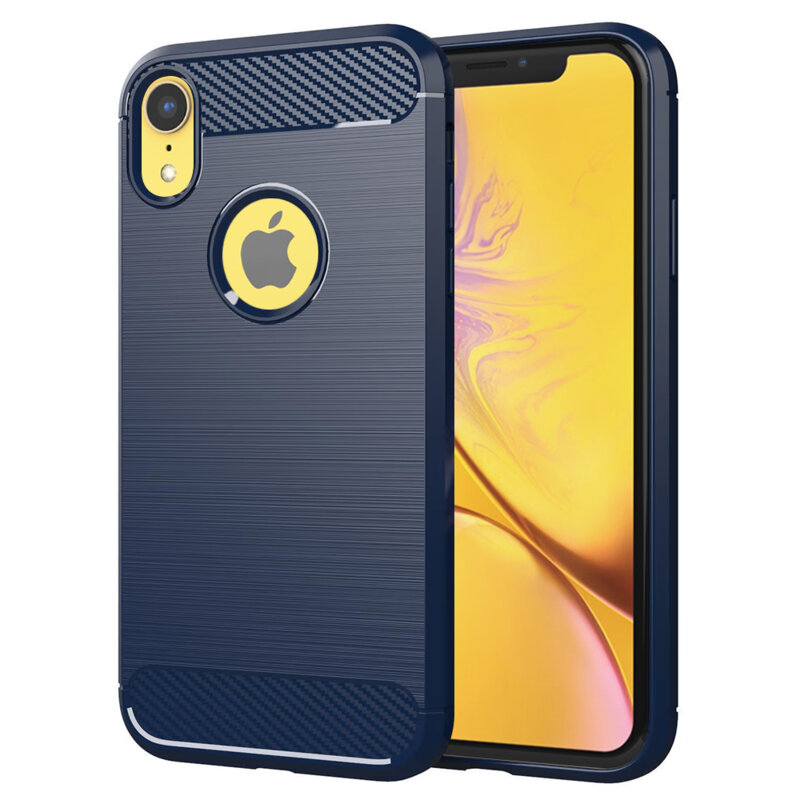 Husa iPhone XR Techsuit Carbon Silicone, albastru